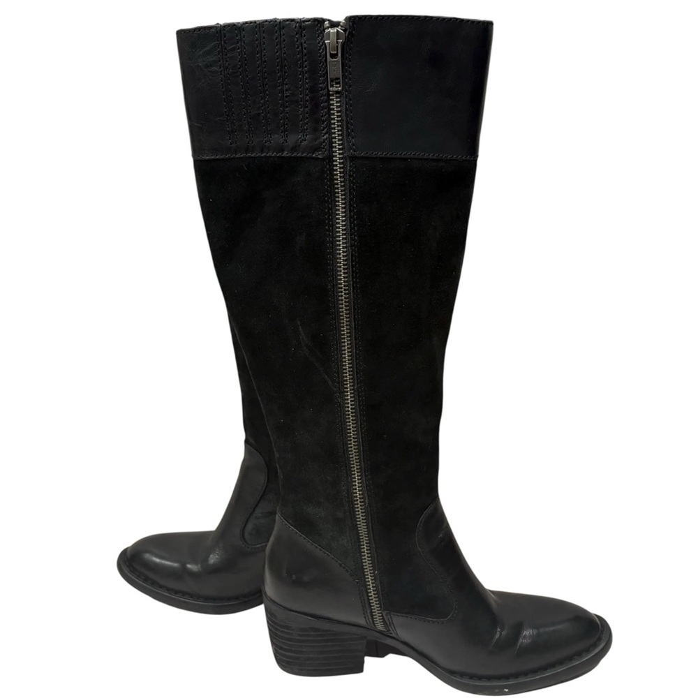 NWT - Born Black Leather & Suede Knee High Riding Boots